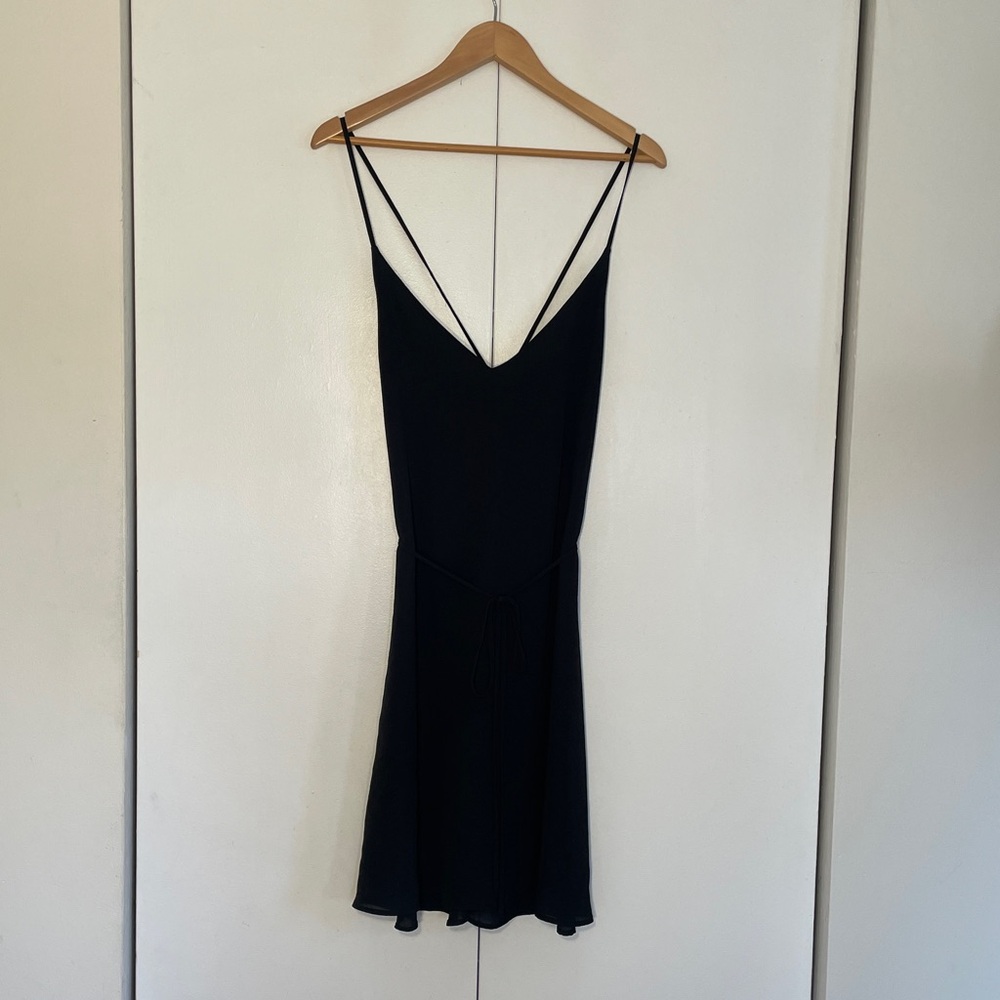 LOFT Black Spaghetti Strap V-Neck Mini Dress